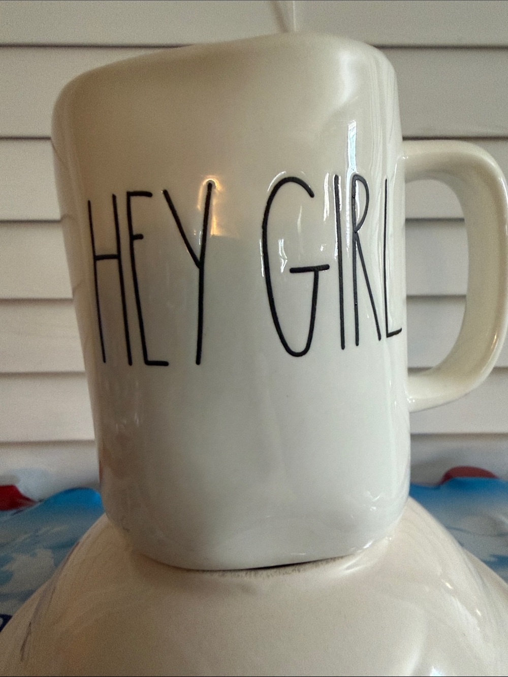 Rae Dunn White Mug with Black "HEY GIRL" Lettering